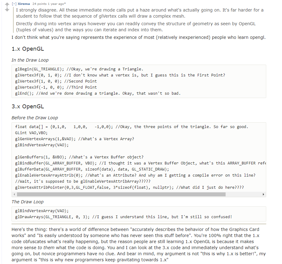 OpenGL 1.1 vs OpenGL 3.0