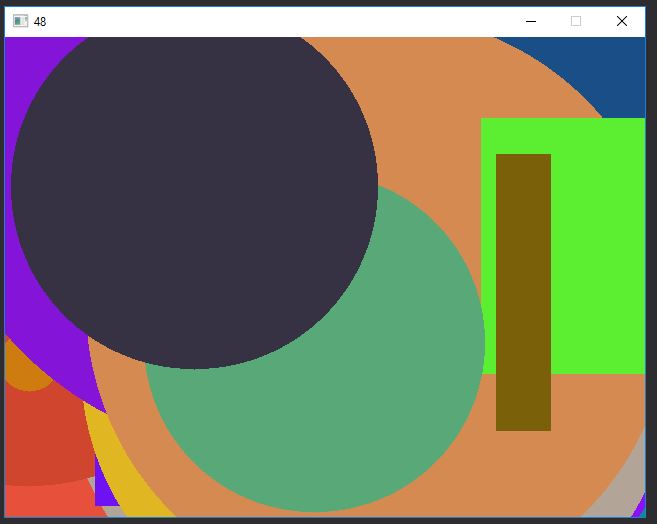 SDL example rendering rectangles and circles to the screen with random dimensions and colours