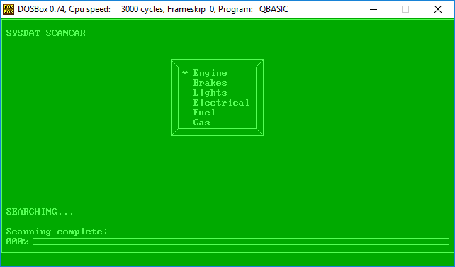 ATV Controller Program: engine setup screen